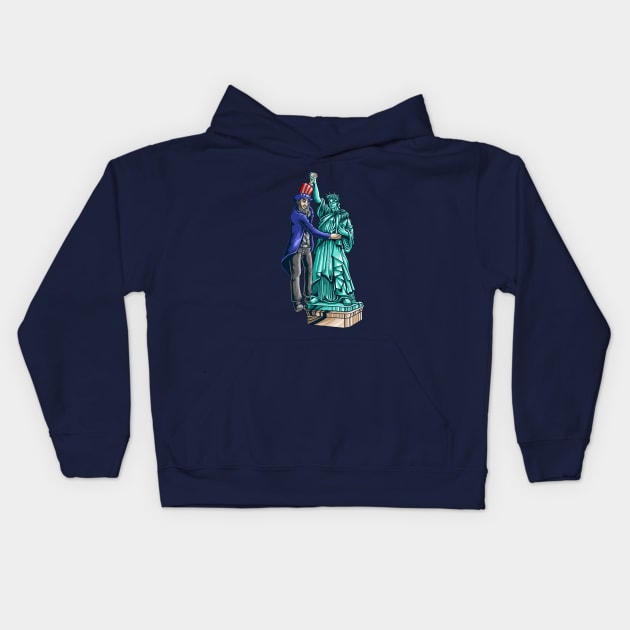 President dance with liberty statue Kids Hoodie by Mako Design 